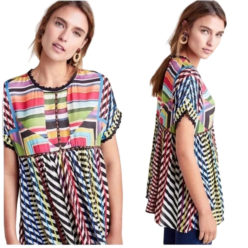 Conditions Apply Women's Kynsa Tunic Blouse Size Small Short Sleeves = Y